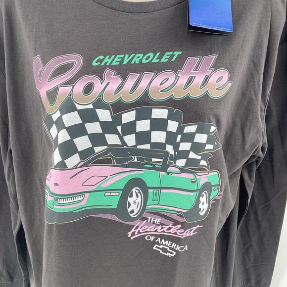 Chevrolet Corvette Girl’s Long Sleeve T Shirt Gray Pink Green Size XL 14 New 124 - Picture 2 of 7